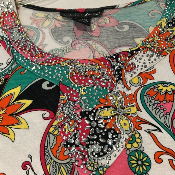 Mirror Image Colorful Size Small Longsleeve Paisley Beaded Top Like New - Picture 6 of 6